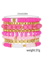Load image into Gallery viewer, Sachet Pink 8pcs Valentine Vibe Beaded Elastic Bracelet Set
