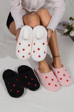 Load image into Gallery viewer, White Heart Shape Embroidered Slip On Plush Slippers
