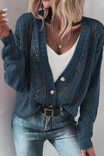 Load image into Gallery viewer, Black Open Knit Drop Shoulder Sweater Cardigan
