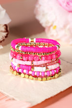 Load image into Gallery viewer, Sachet Pink 8pcs Valentine Vibe Beaded Elastic Bracelet Set
