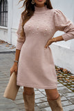 Black Pearl Beaded High Neck Bodycon Sweater Dress