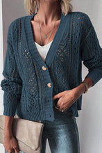 Load image into Gallery viewer, Black Open Knit Drop Shoulder Sweater Cardigan
