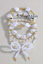 Load image into Gallery viewer, White Bow Knot Heart Shape Faux Pearl Beaded Bracelet Set
