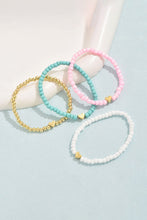 Load image into Gallery viewer, Pink Heart Beaded Multi Layered Bracelet Set
