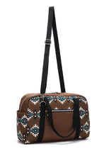 Load image into Gallery viewer, Coffee Western Aztec Print PU Leather Large Travel Duffel Bag
