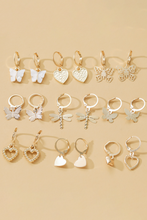 Load image into Gallery viewer, Gold Butterfly Heart Pendant Plated Hook Earrings
