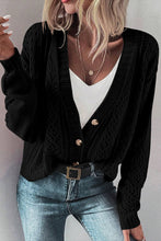 Load image into Gallery viewer, Black Open Knit Drop Shoulder Sweater Cardigan
