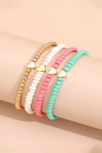Load image into Gallery viewer, Pink Heart Beaded Multi Layered Bracelet Set
