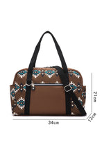 Load image into Gallery viewer, Coffee Western Aztec Print PU Leather Large Travel Duffel Bag

