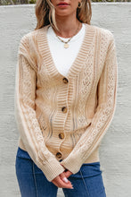 Load image into Gallery viewer, Black Open Knit Drop Shoulder Sweater Cardigan
