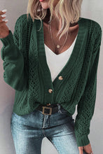 Load image into Gallery viewer, Black Open Knit Drop Shoulder Sweater Cardigan
