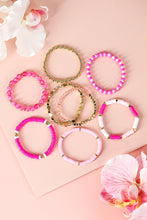 Load image into Gallery viewer, Sachet Pink 8pcs Valentine Vibe Beaded Elastic Bracelet Set

