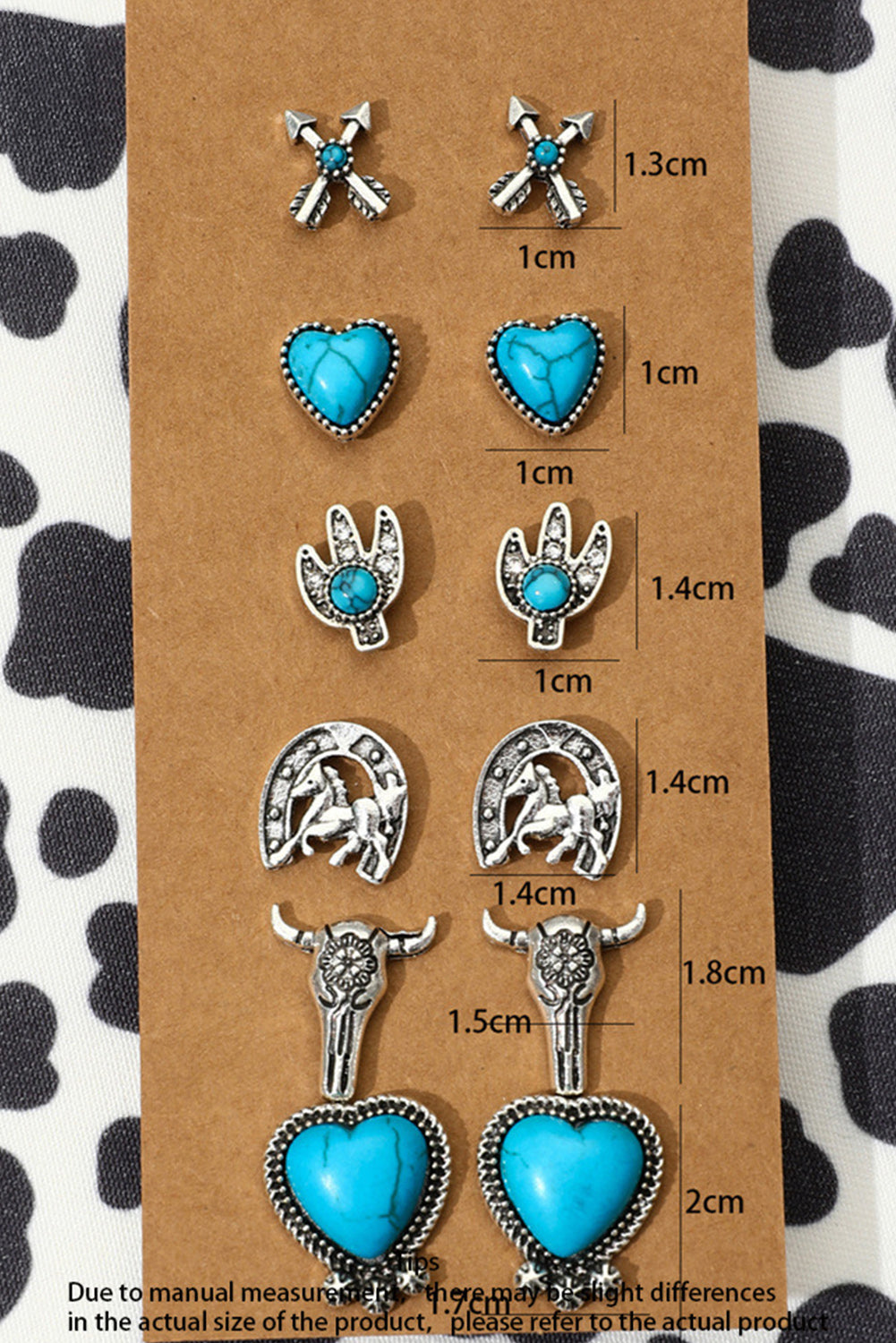 Silvery Western Turquoise Alloy Stud Earrings