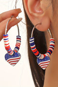 US Flag Heart Hoop Earrings