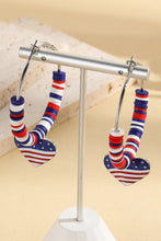 Load image into Gallery viewer, Silvery US Flag Heart Pendant Beaded Big Hoop Earrings
