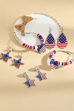Load image into Gallery viewer, Silvery US Flag Heart Pendant Beaded Big Hoop Earrings
