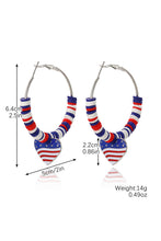 Load image into Gallery viewer, Silvery US Flag Heart Pendant Beaded Big Hoop Earrings

