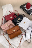 Leather Diamond Pattern Messenger Bag
