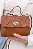 Leather Diamond Pattern Messenger Bag