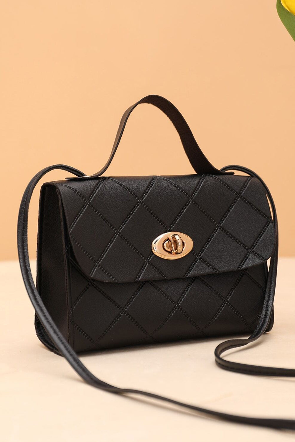 Leather Diamond Pattern Messenger Bag