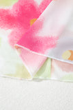 Multicolor Floral Mesh Lettuce Trim Cropped T Shirt