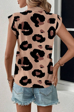 Load image into Gallery viewer, Khaki Leopard Crew Neck Cap Sleeve Casual Tee
