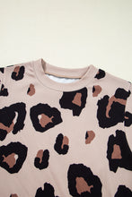 Load image into Gallery viewer, Khaki Leopard Crew Neck Cap Sleeve Casual Tee
