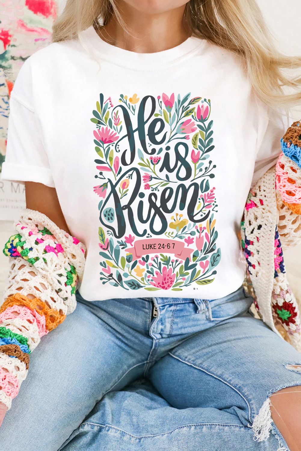 White He is Risen T-Shirt