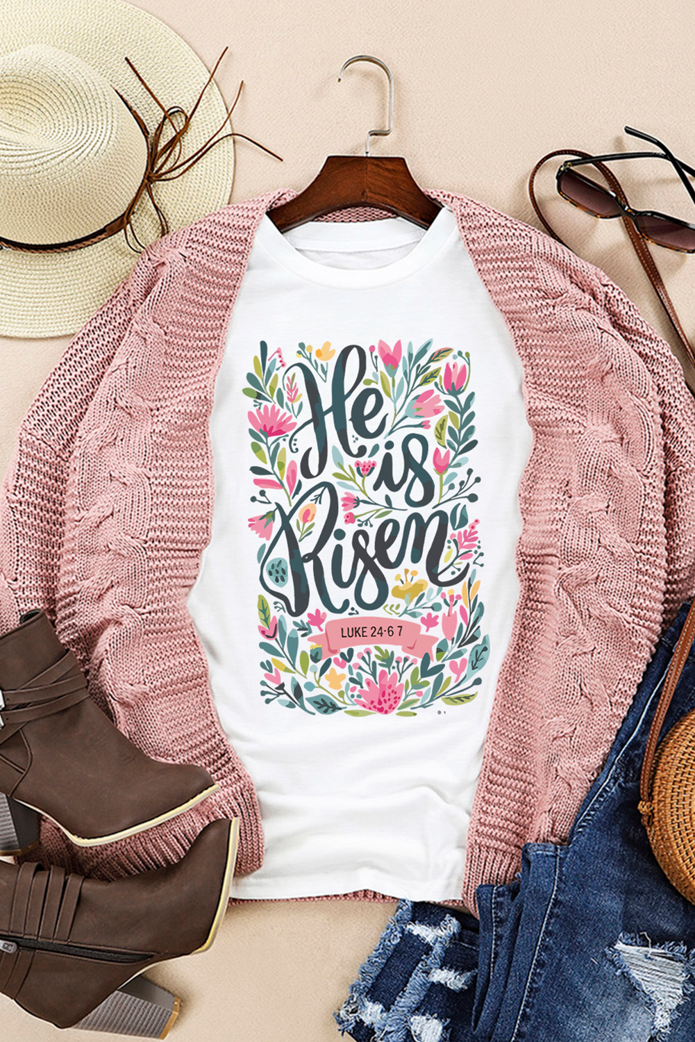 White He is Risen T-Shirt