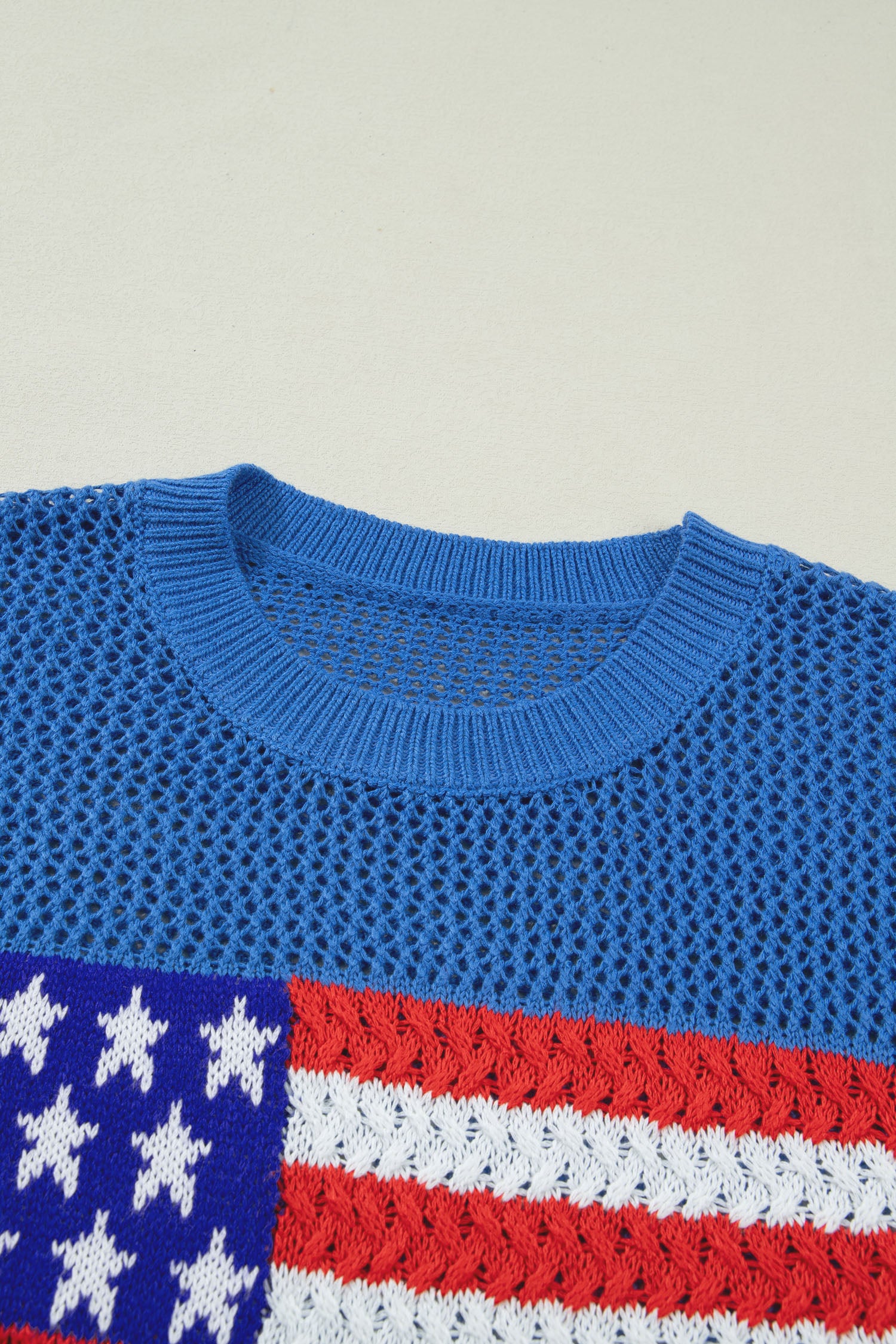 Sky Blue Flag Graphic Short Sleeve Sweater