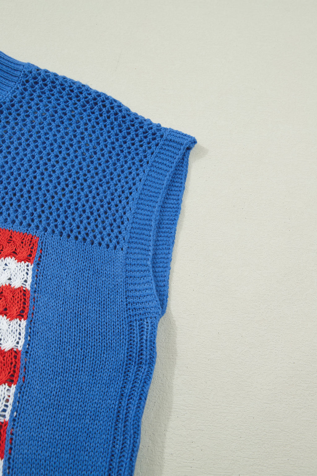 Sky Blue Flag Graphic Short Sleeve Sweater