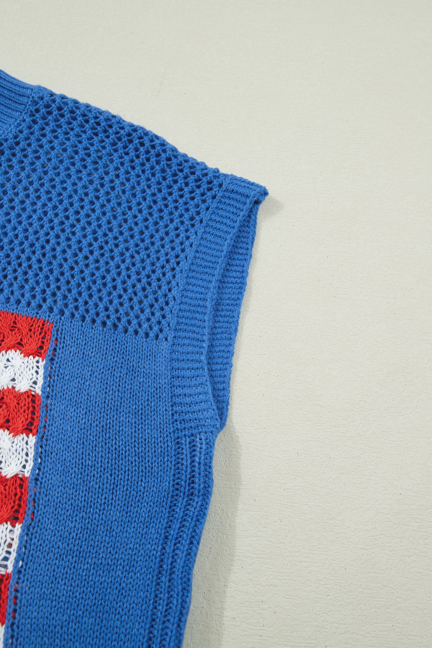 Sky Blue Flag Graphic Short Sleeve Sweater