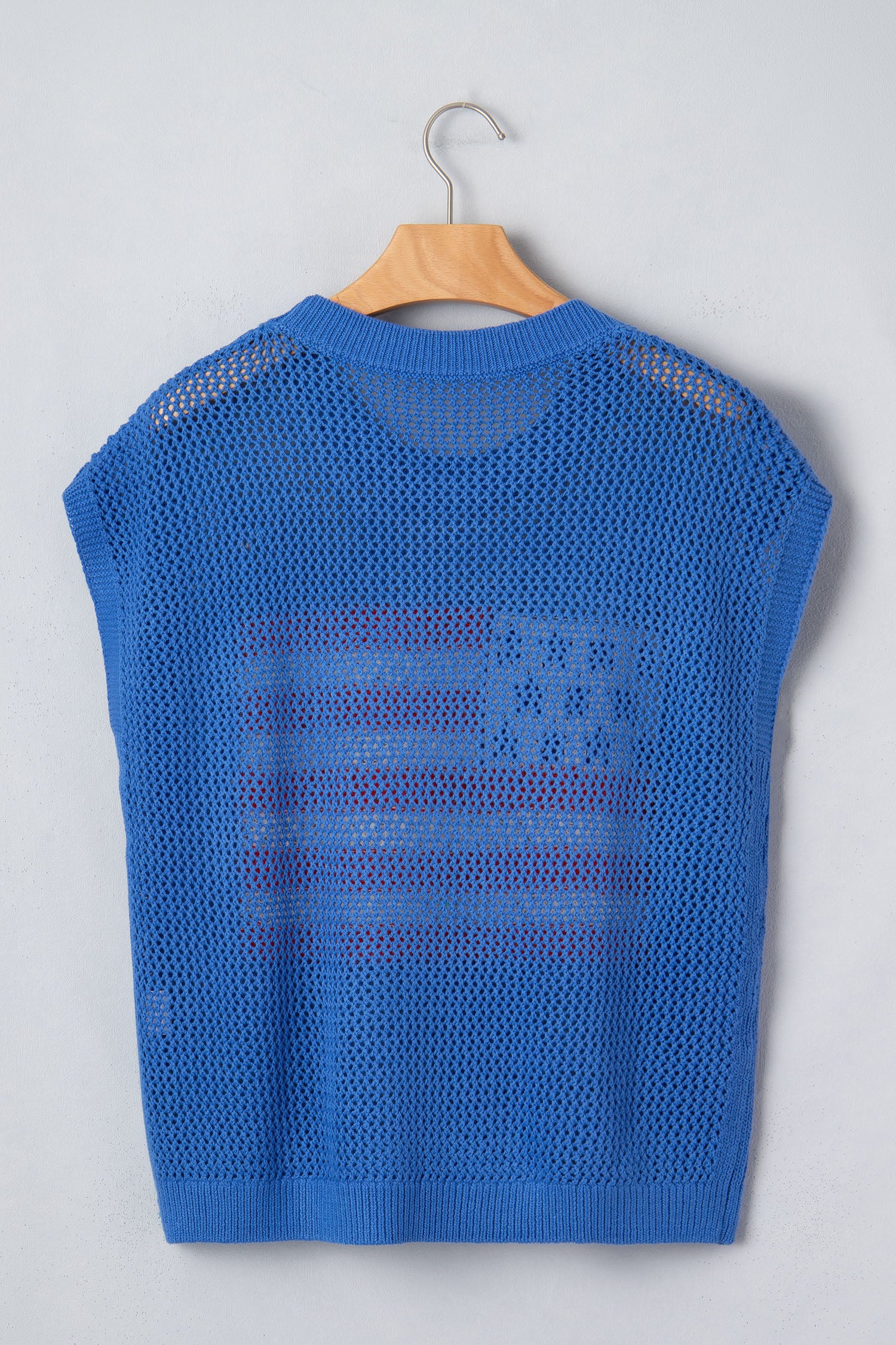 Sky Blue Flag Graphic Short Sleeve Sweater