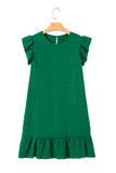 Textured Flutter Sleeve Ruffled Mini Dress