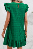 Textured Flutter Sleeve Ruffled Mini Dress