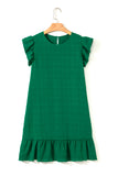 Textured Flutter Sleeve Ruffled Mini Dress