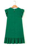 Textured Flutter Sleeve Ruffled Mini Dress
