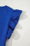 Textured Flutter Sleeve Ruffled Mini Dress