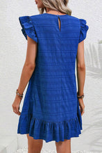 Load image into Gallery viewer, Textured Flutter Sleeve Ruffled Mini Dress
