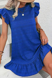 Textured Flutter Sleeve Ruffled Mini Dress