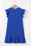 Textured Flutter Sleeve Ruffled Mini Dress