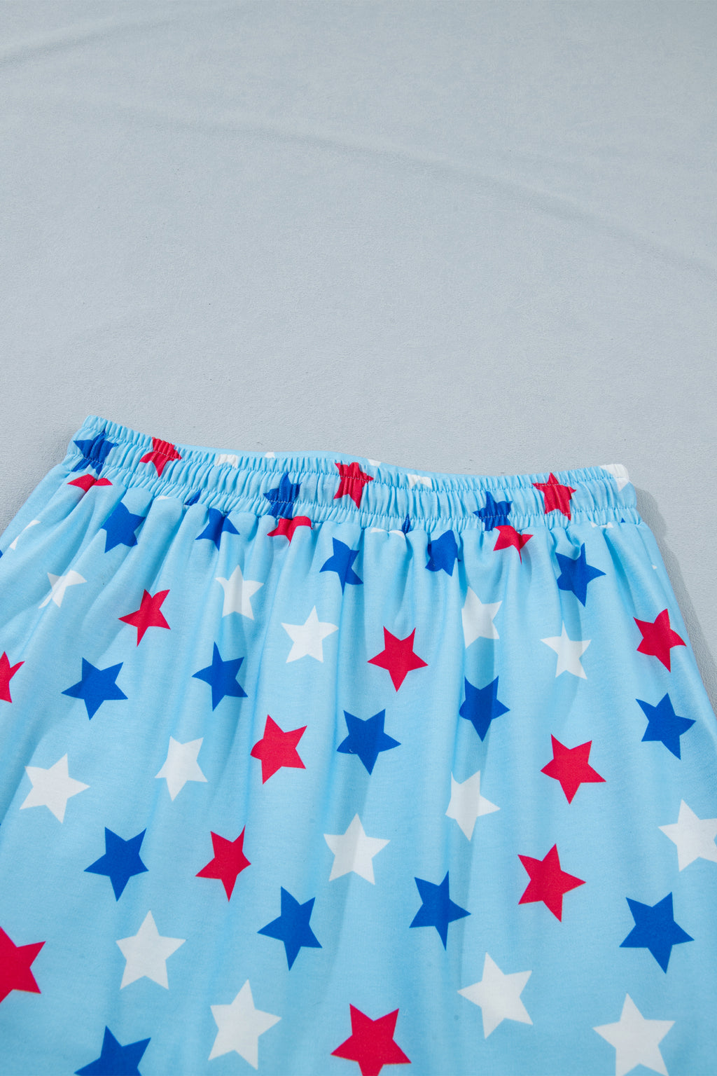 Blue Patriotic Star Printed Beaded Drawstring Mini Skort