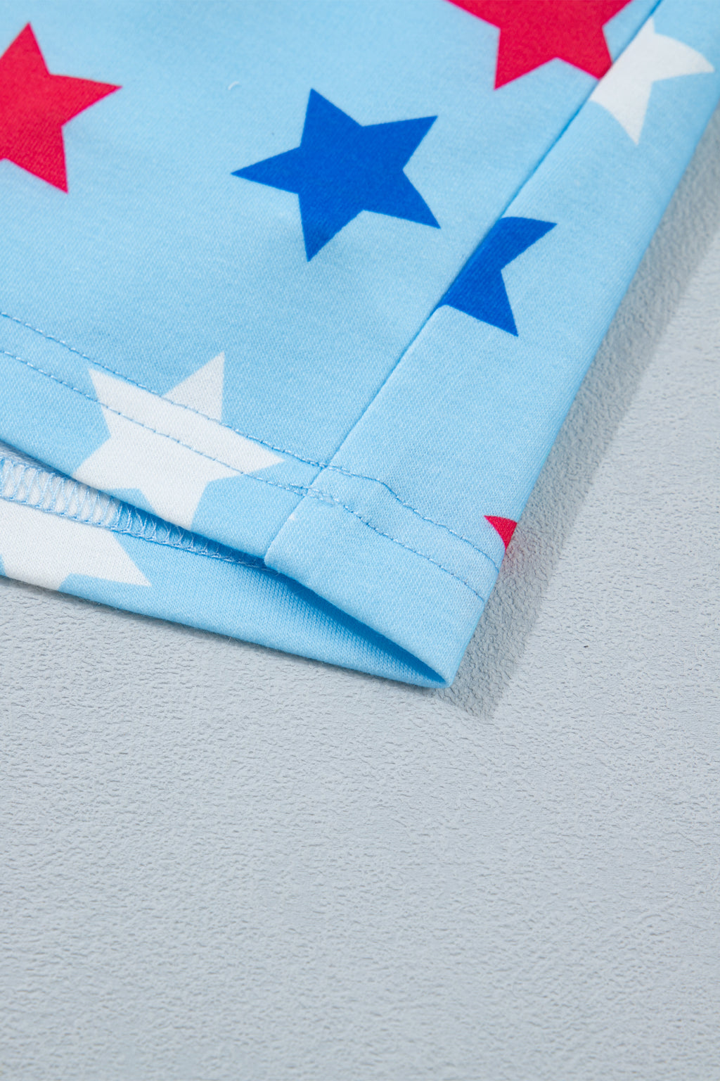 Blue Patriotic Star Printed Beaded Drawstring Mini Skort
