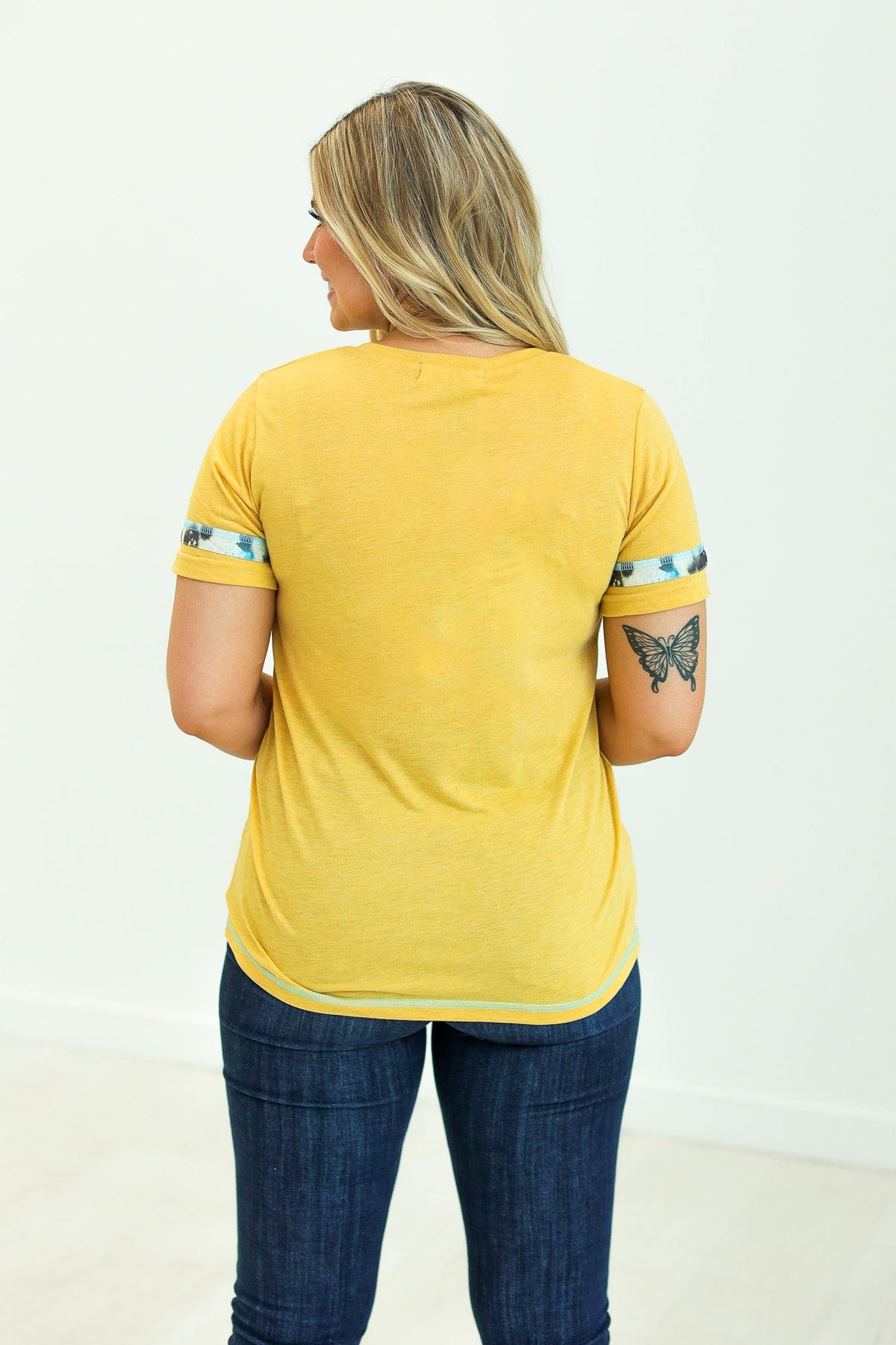 Turquoise Tee with Cowprint