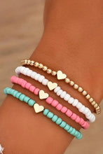 Load image into Gallery viewer, Pink Heart Beaded Multi Layered Bracelet Set
