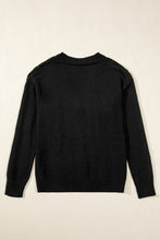 Load image into Gallery viewer, Black Open Knit Drop Shoulder Sweater Cardigan
