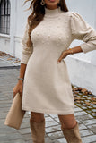 Black Pearl Beaded High Neck Bodycon Sweater Dress