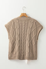 Load image into Gallery viewer, Black Cable Knit Colorblock Satin Bowknot Short Sleeve Sweater
