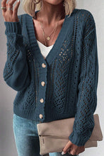 Load image into Gallery viewer, Black Open Knit Drop Shoulder Sweater Cardigan
