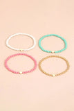 Pink Heart Beaded Multi Layered Bracelet Set
